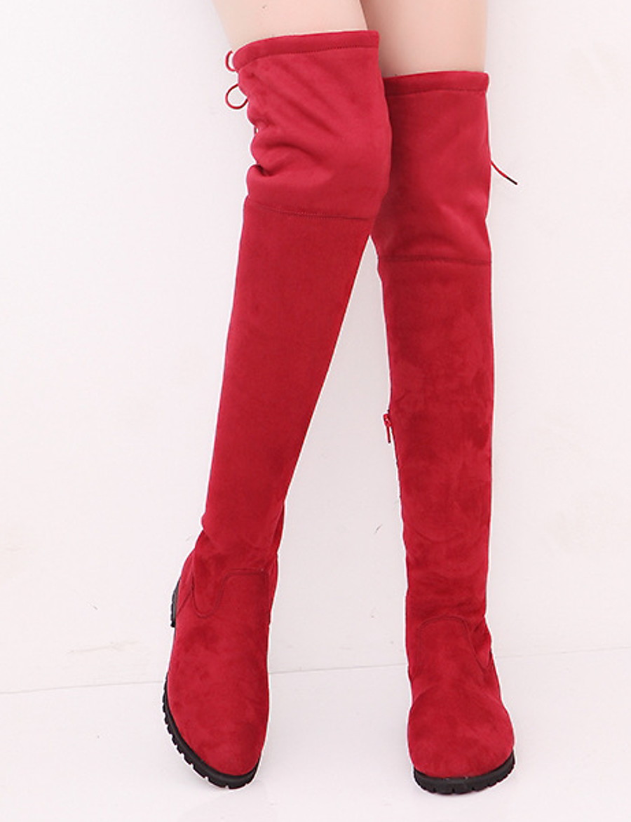 red suede over the knee boots