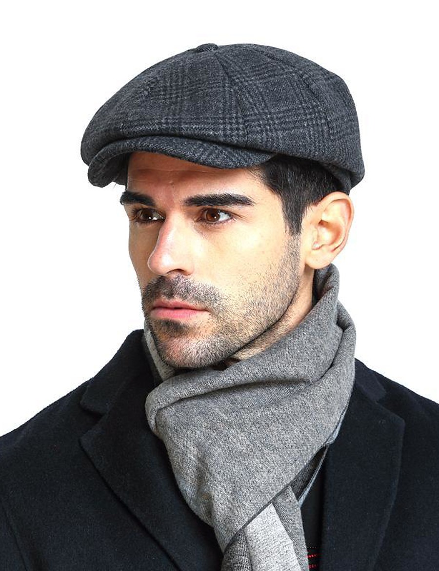 Men's Beret Hat Floppy Hat Cashmere Acrylic Cotton Basic ...