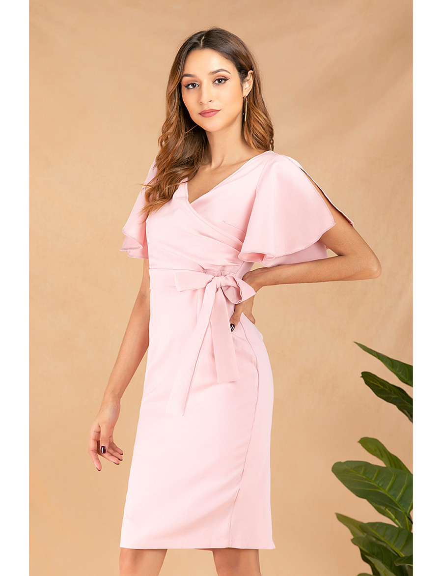 Femme Mi-long Rose Claire Robe Elégant Chic de Rue ...