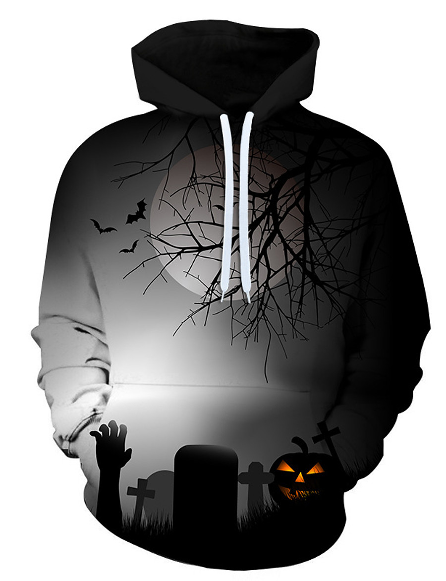 Men's Halloween Hoodie Graphic Hooded Casual Halloween Hoodies Sweatshirts Black 8093039 2021 