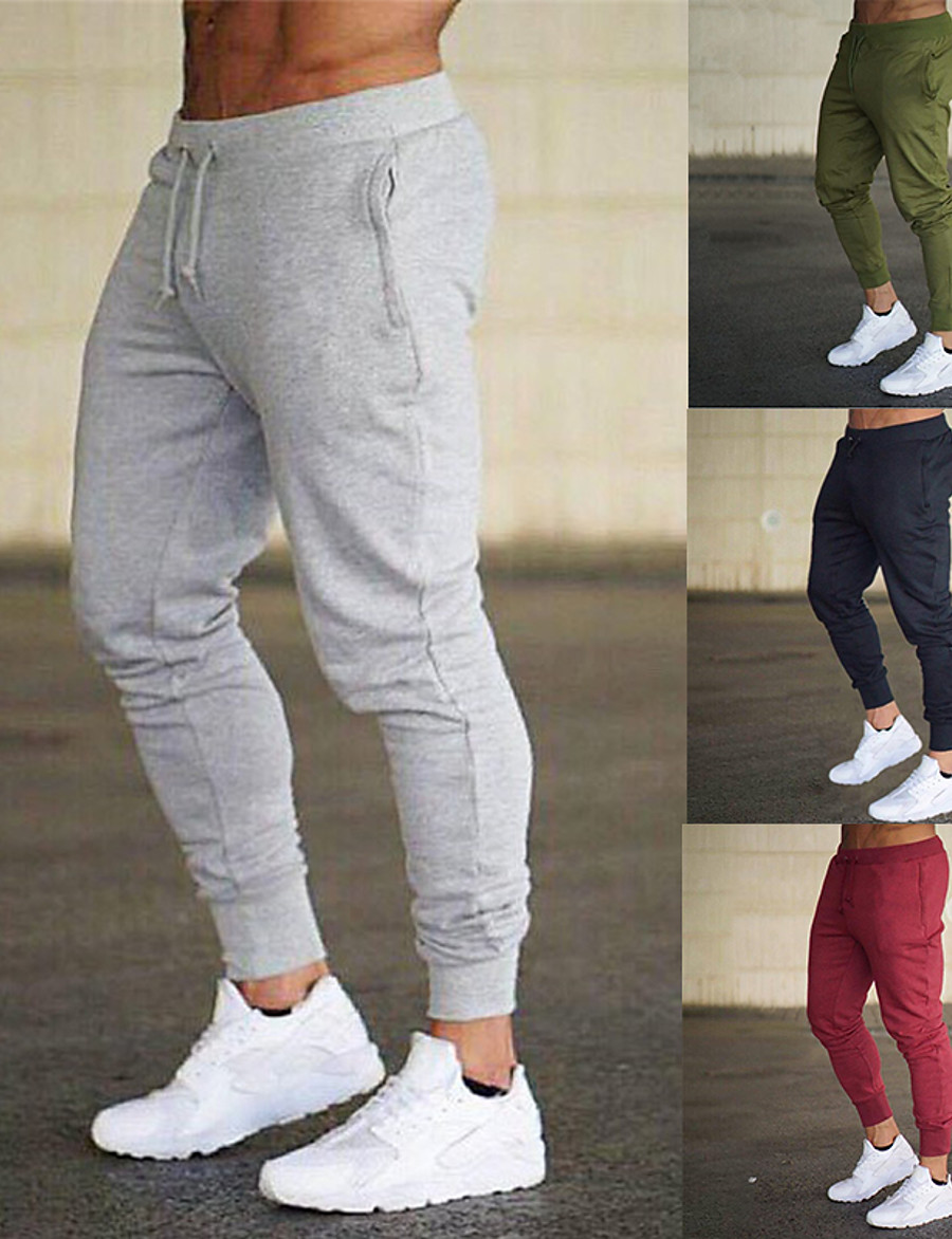  Men's Sweatpants Joggers Athletic Bottoms Drawstring Basic Tapered Fitness Gym Workout Performance Running Training Breathable Soft Sweat wicking Normal Sport Solid Colored Dark Grey Black Blue Red