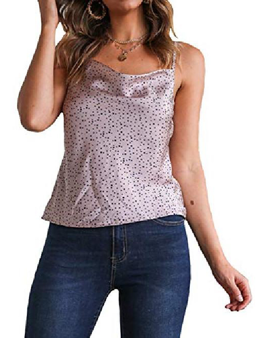 Women Soft Satin Camisole Loapard Print Sleeveless Halter Tank Top Spaghetti Strap Cami Vest & # 40;  leopard02, xl & # 41;