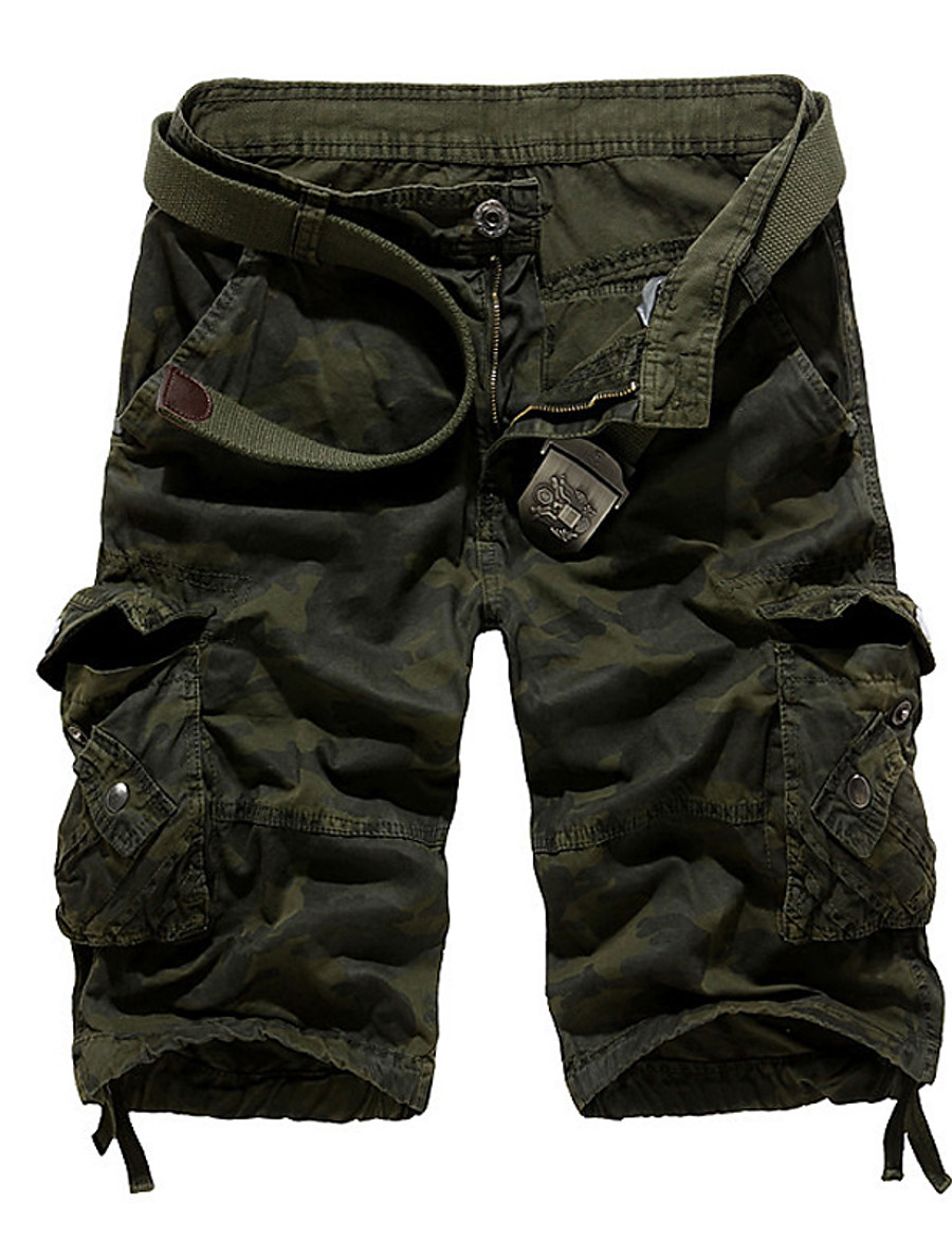  men‘s cargo shorts Half Trousers Casual Camo Tactical Shorts multi pockets over knee outdoor wear khaki 40