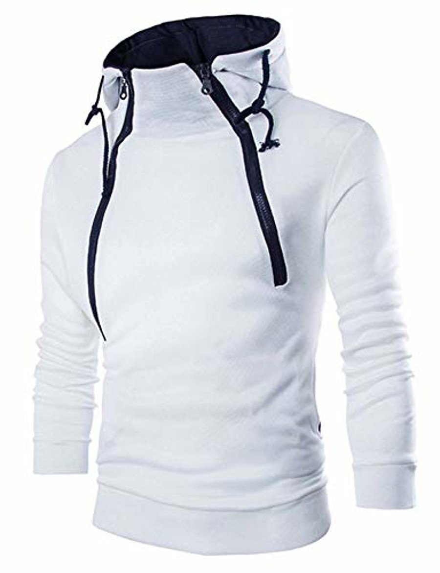 Men's Unisex Solid Color Causal Daily Wear Hoodies Sweatshirts  Navy White Black