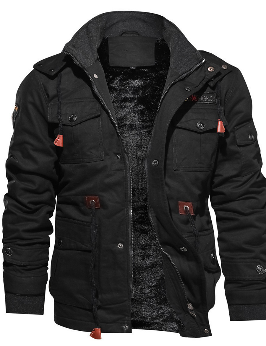  mens winter coats with hood warm thicken jacket fleece lined casual jacket men hiking jacket parka jacket warm  jackets for men black