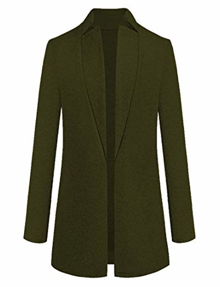  Women's Coat Solid Color Chic & Modern Long Sleeve Coat Street Fall Winter Long Jacket Wine / Daily / Casual / Windproof