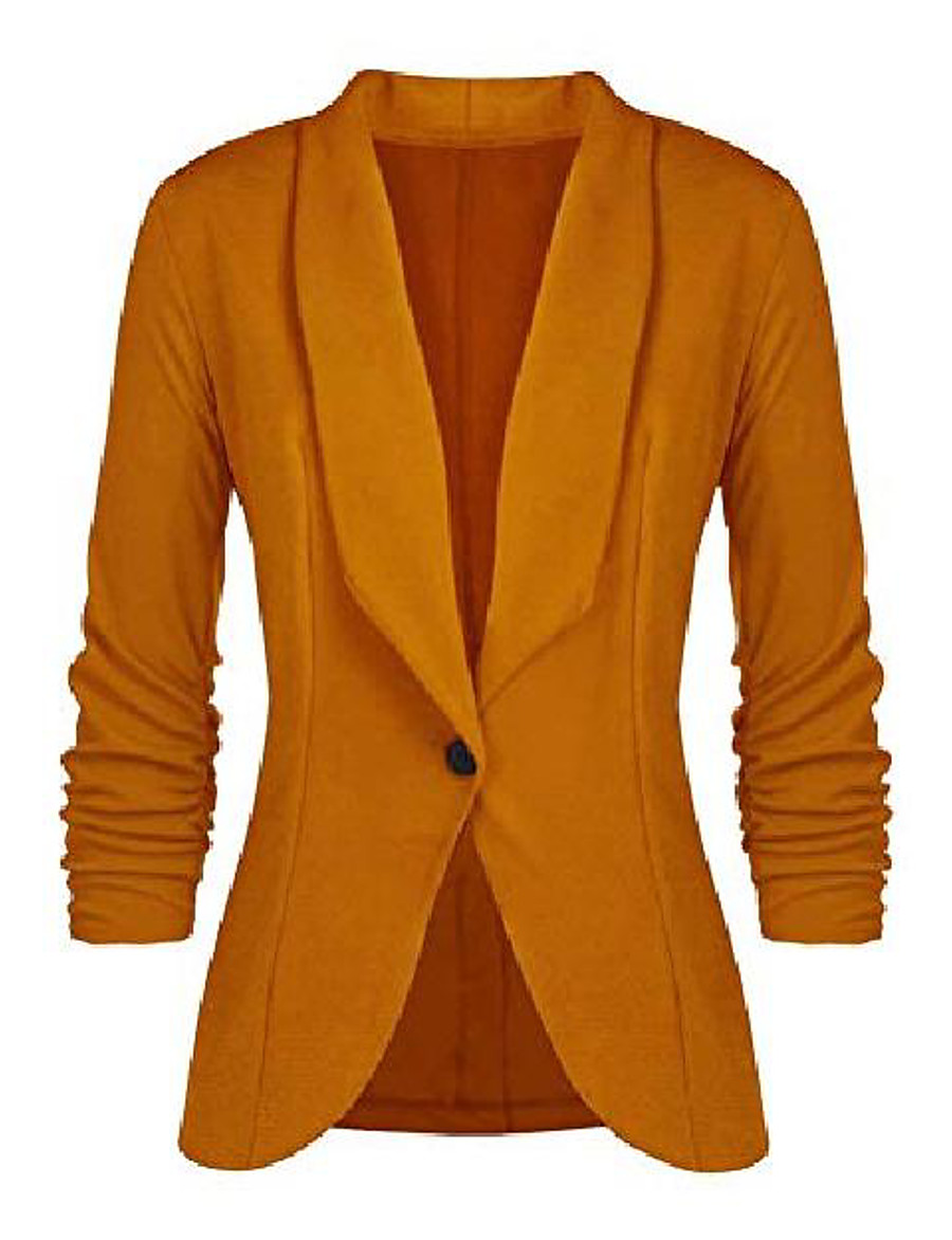  Women's Blazer Solid Color Basic Long Sleeve Coat Street Fall Spring Regular Jacket Wine / Daily