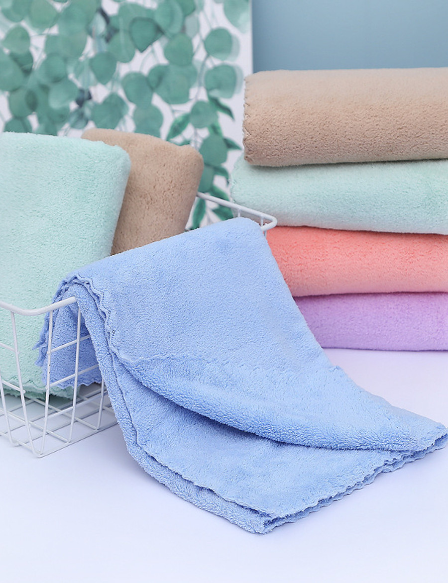  LITB Basic Bathroom Soft Coral Fleece Hand Towels Comfortable Daily Home Wash Towels 3 pcs in 1 set 35*75cm*3 in Random Colors