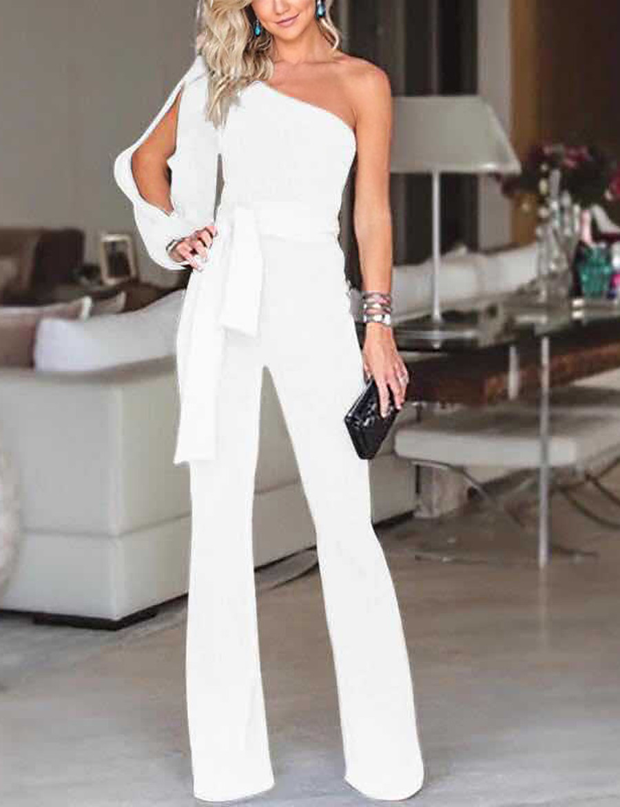  Women's Elegant & Luxurious Daily Wear 2021 White Blue Red Jumpsuit Solid Color
