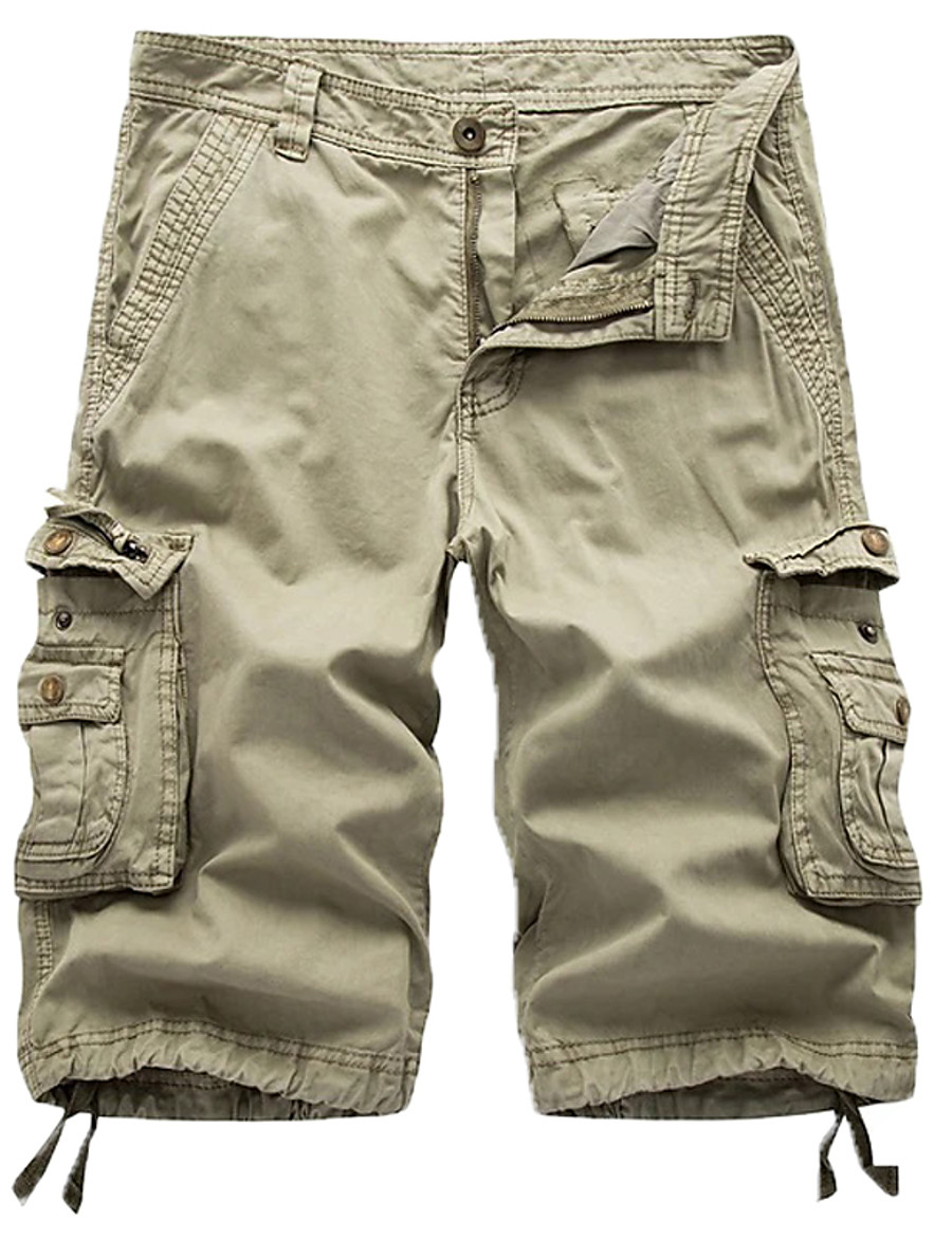  Men's Streetwear Military Chinos Shorts Tactical Cargo Knee Length Pants Going out Solid Colored Mid Waist Blue Black Gray Khaki Green 30 31 32 34 36