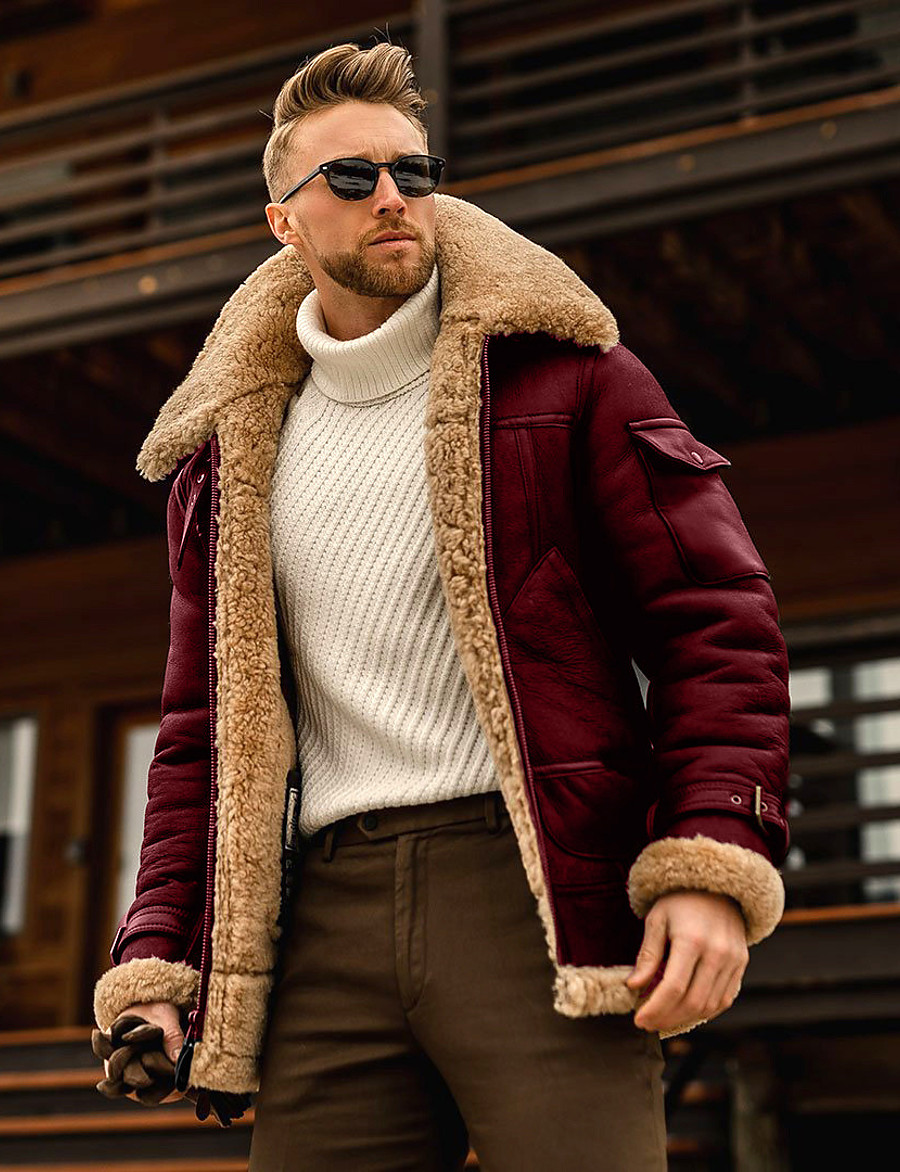  Men's Jacket Fall Winter Daily Outdoor Short Coat Turndown Zipper Windproof Warm Regular Fit Casual Streetwear Jacket Long Sleeve Quilted Pocket Plain Black Red Brown / Polyester / Machine wash