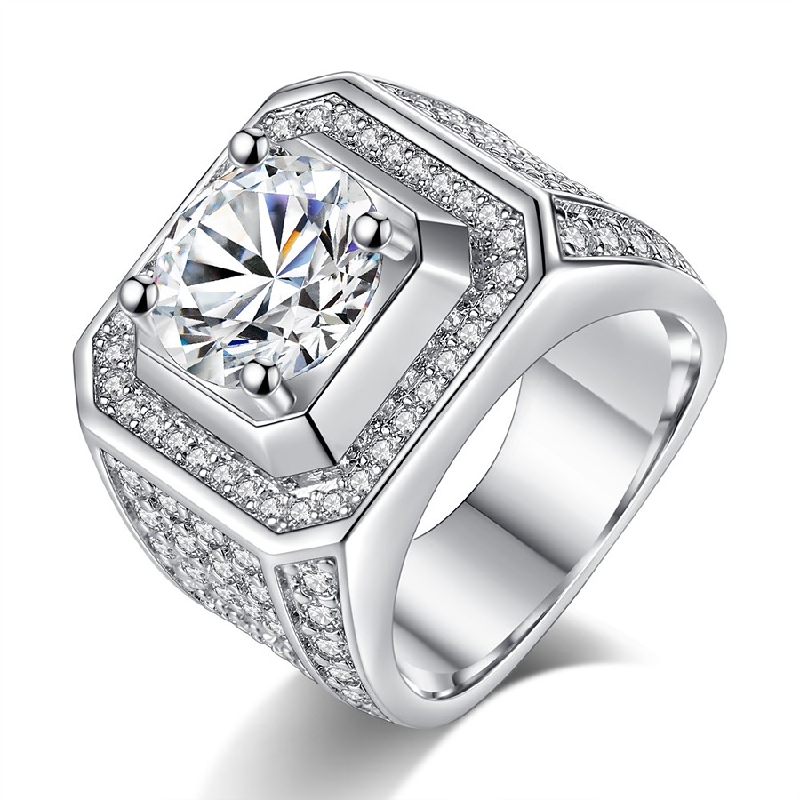 ADOR Men‘s Cubic Zirconia Layered Band Ring Engagement