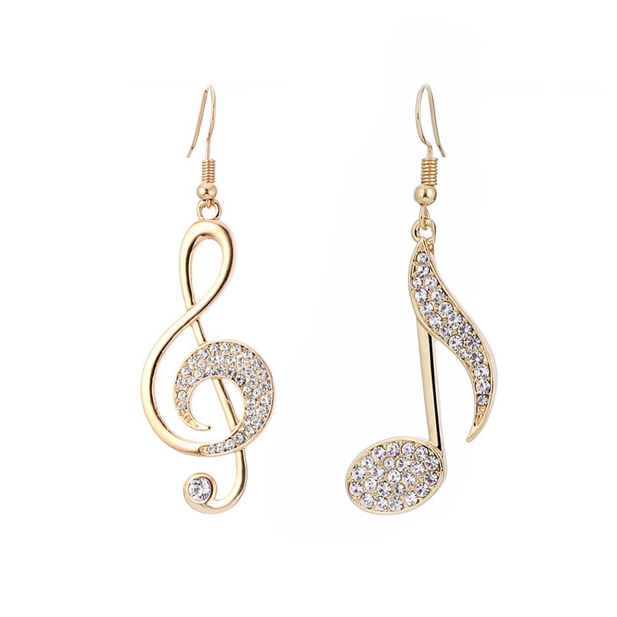  Women's Mismatch Earrings Hanging Earrings Cubic Zirconia Music Music Notes Mismatched Pave Ladies Simple Elegant Casual / Sporty French Blinging Earrings Jewelry Silver / Gold / Rose For 1 Pair