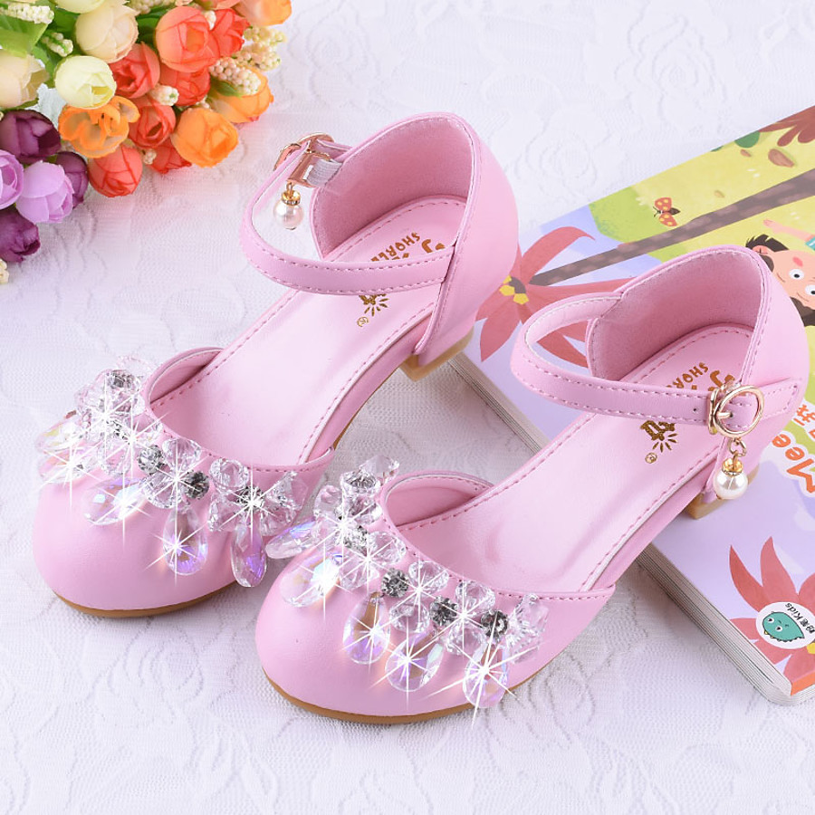 Girls' Tiny Heels for Teens PU Heels Crystal Pink / Silver Spring ...