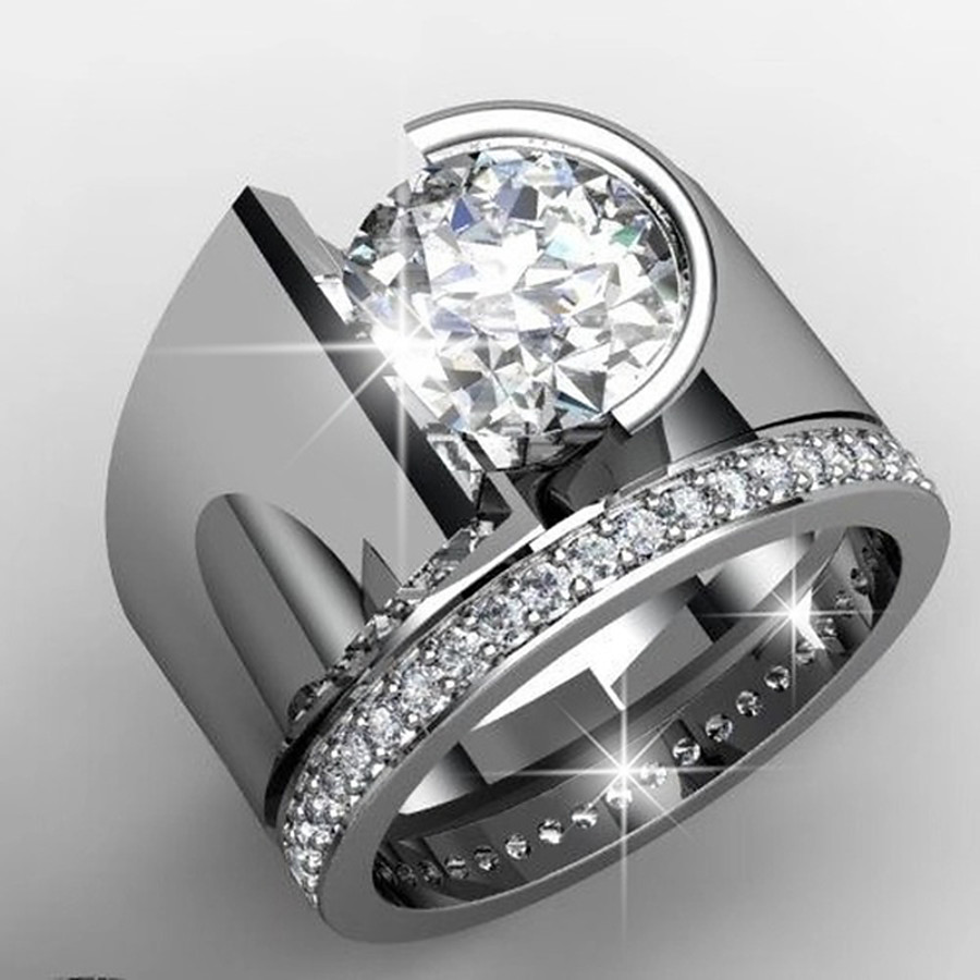  Ring AAA Cubic Zirconia Silver Platinum Plated Alloy 1pc Stylish 6 7 8 9 10 / Women's / Men's / Wedding / Gift / Daily