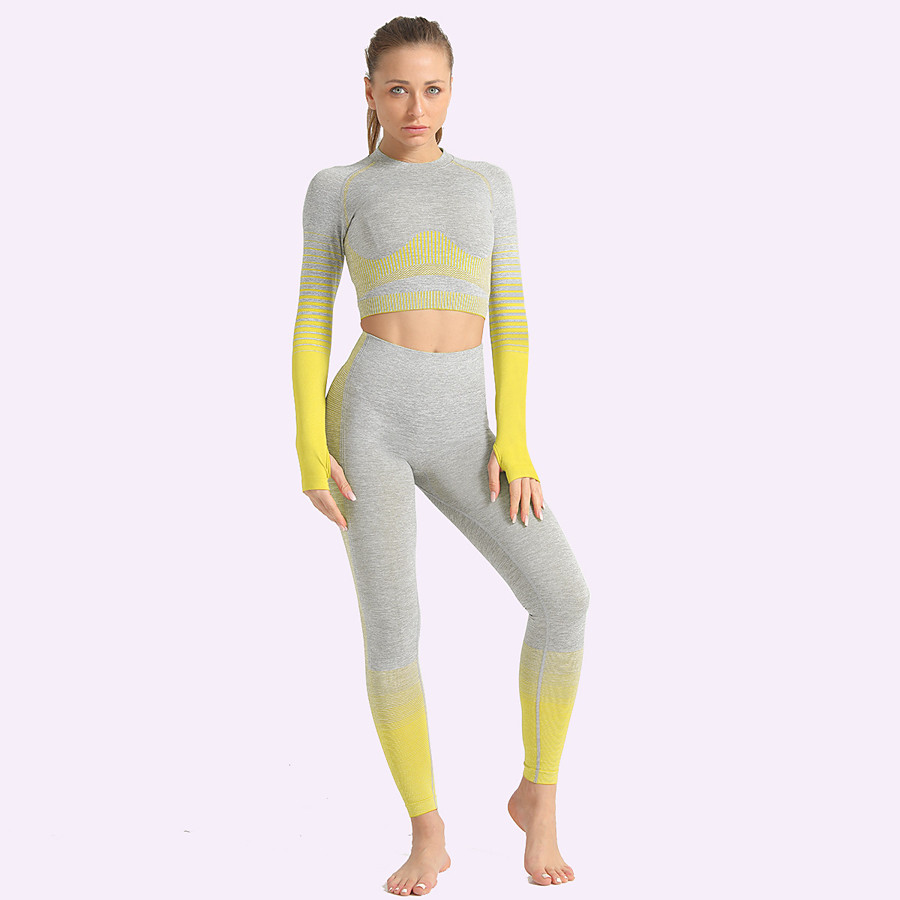 Women�s 2pcs Yoga Suit Seamless Thumbhole Fashion Black Women�s 2pcs Yoga Suit Seamless Thumbhole Fashion Black