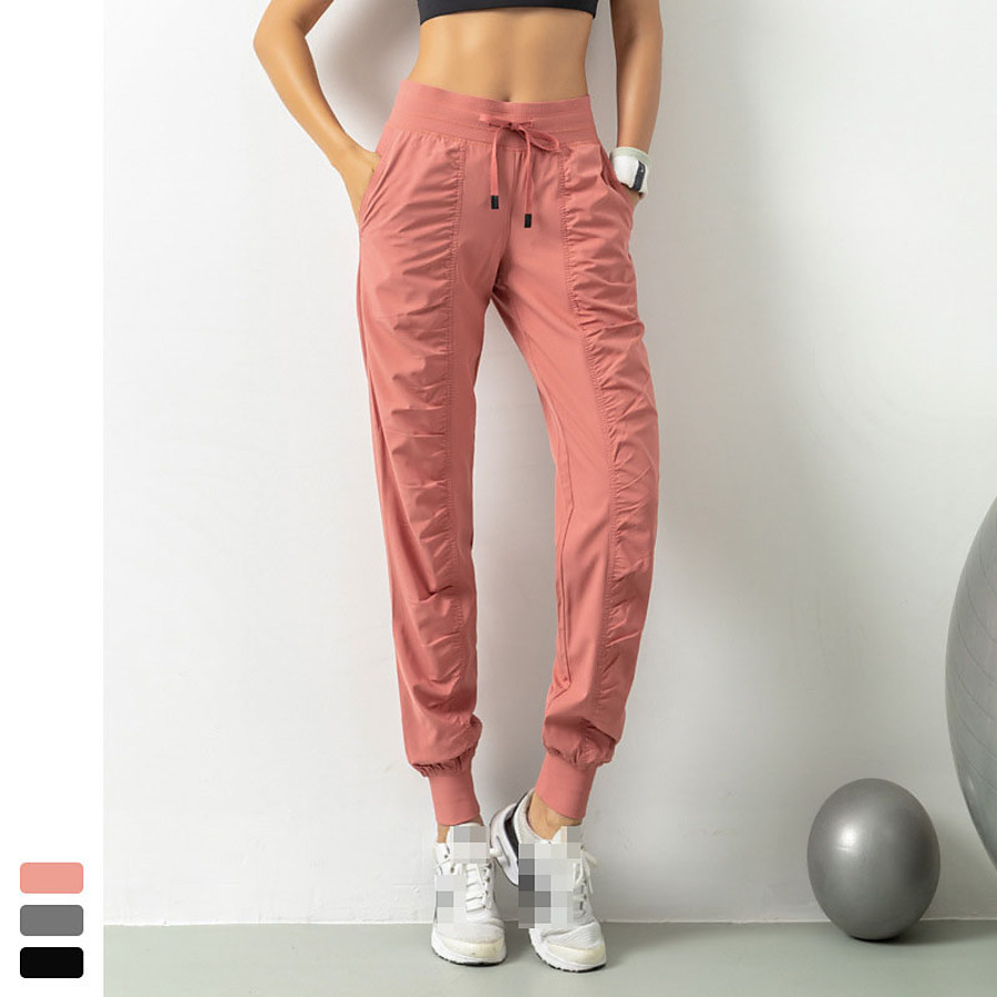  INFLACHI Women's Joggers Track Pants Athleisure Wear Bottoms Elastane Running Jogging Training Quick Dry Lightweight Breathable Sport Solid Colored Black Blushing Pink Gray / Micro-elastic