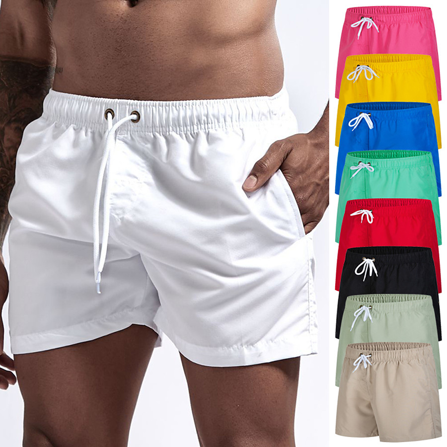  Men's Swim Shorts Swim Trunks Swimwear Board Shorts Bottoms Quick Dry Stretchy Short Sleeve Drawstring - Swimming Diving Beach Water Sports Solid Colored Autumn / Fall Spring Summer