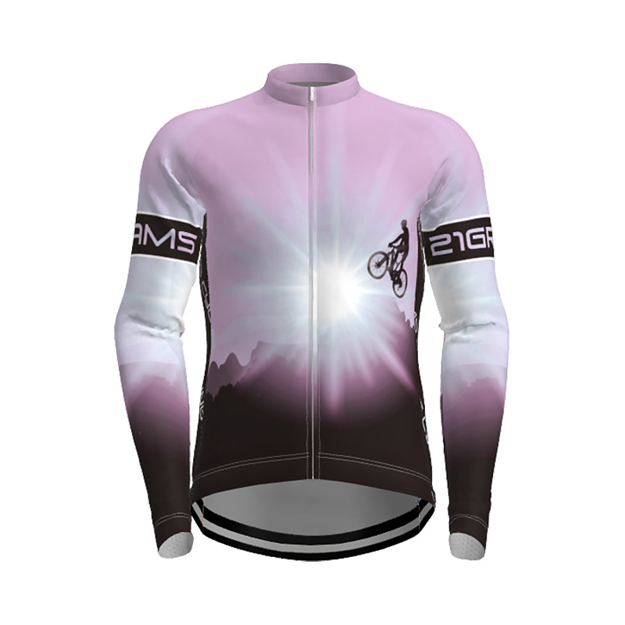  21Grams Men's Long Sleeve Cycling Jersey Polyester Purple Yellow Red Novelty Bike Jersey Top Mountain Bike MTB Road Bike Cycling Quick Dry Breathable Reflective Strips Sports Clothing Apparel