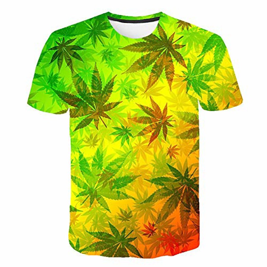  weed leaf t shirt summer short sleeve men women 3d t-shirts funny streetwear camisetas tee shirt homme