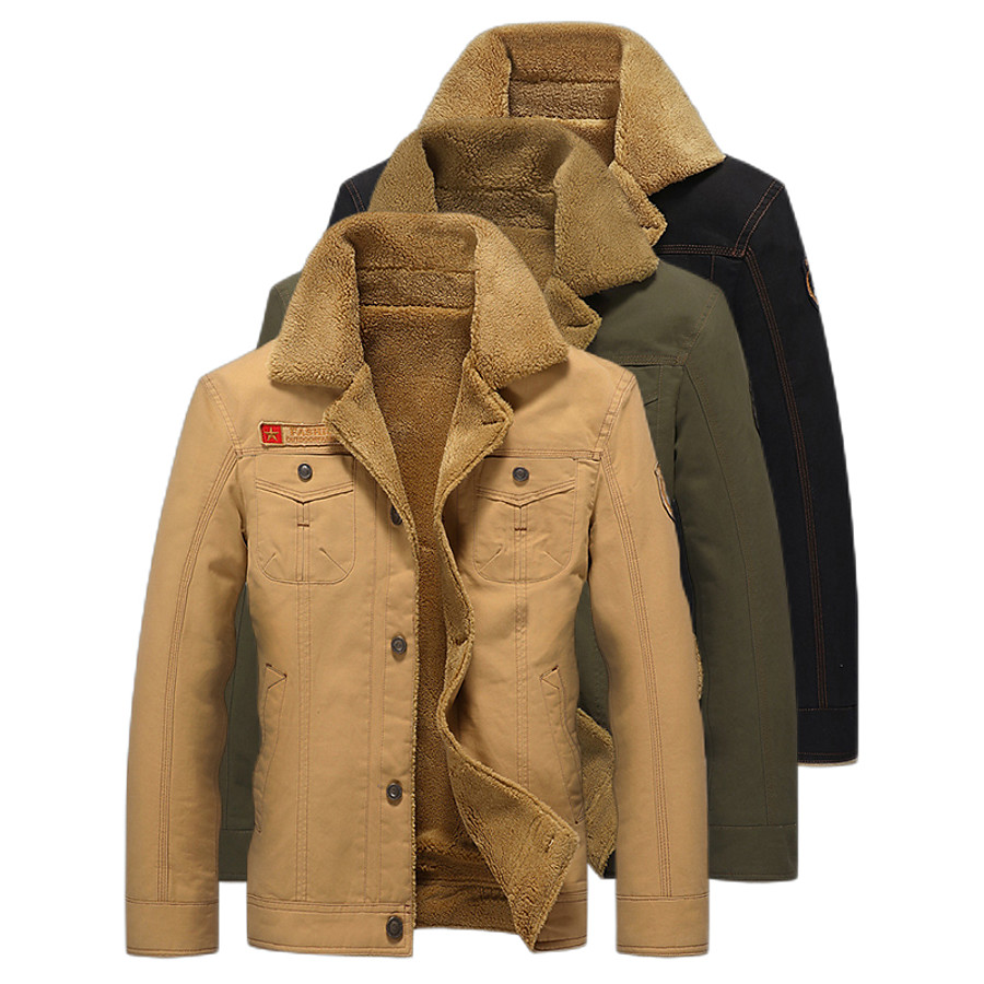  winter bomber jacket men air pilot winter jacket cotton thick collar warm military tactical fleece coat khaki xxxl