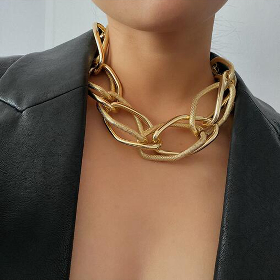  Women's Choker Necklace Lariat Alloy Hip Hop Silver Gold 43+10 cm Necklace Jewelry 1pc For Street