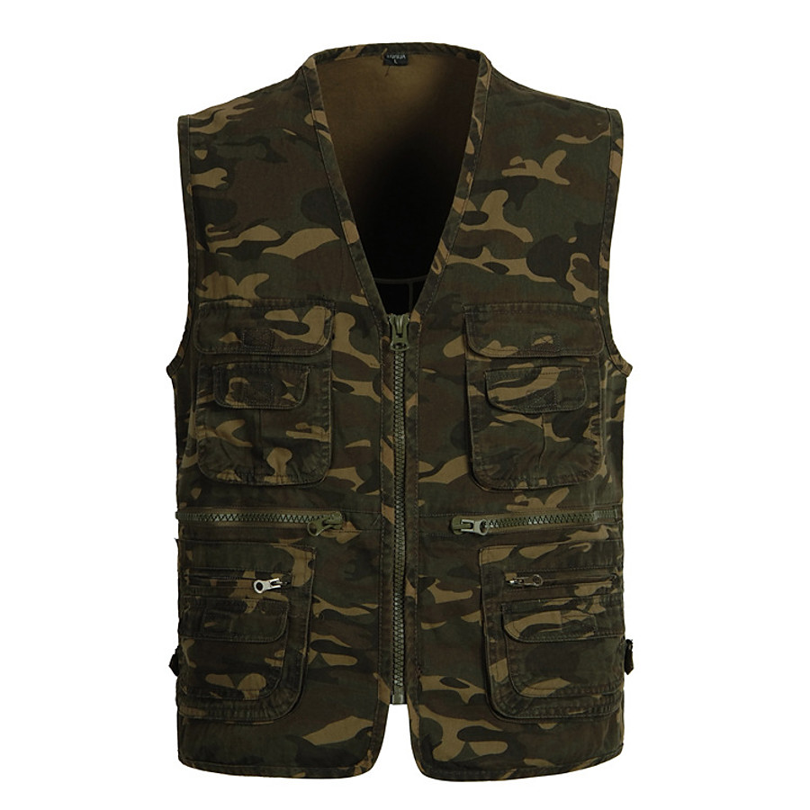  Men's Fishing Vest Military Tactical Vest Hiking Vest Outdoor Autumn / Fall Spring Waterproof Ultra Light (UL) Fast Dry Multi-Pockets Top Camo Polyester Camping / Hiking Hunting Fishing Grey