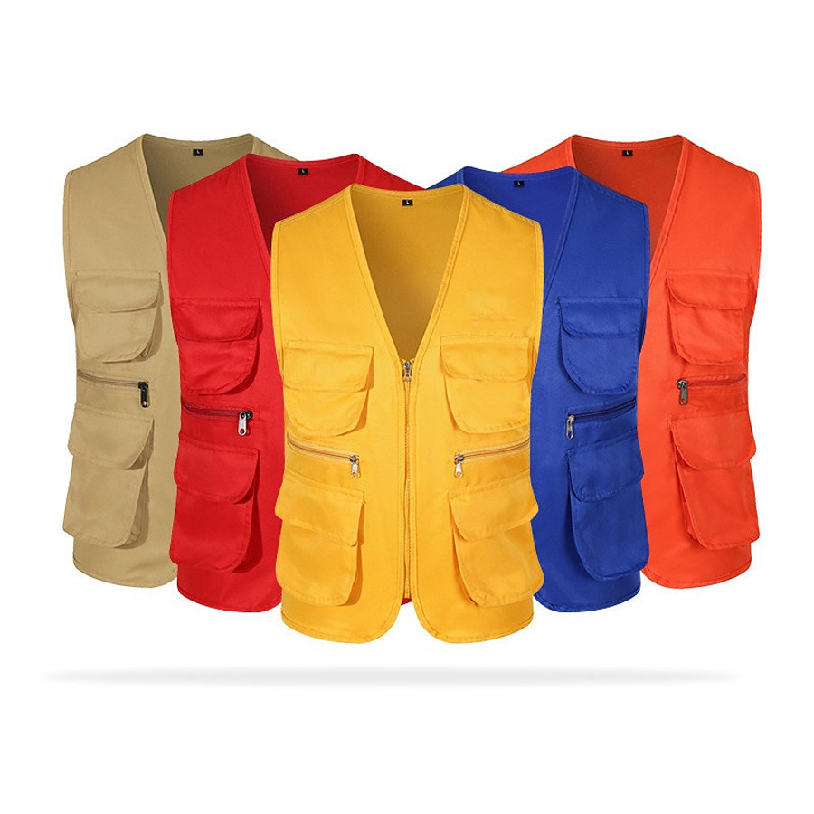  Women's Men's Military Tactical Vest Hunting Gilet Work Vest Outdoor Ventilation Multi-Pockets Quick Dry Front Zipper Summer Solid Colored Top Cotton Polyester Camping / Hiking Hunting Fishing Yellow