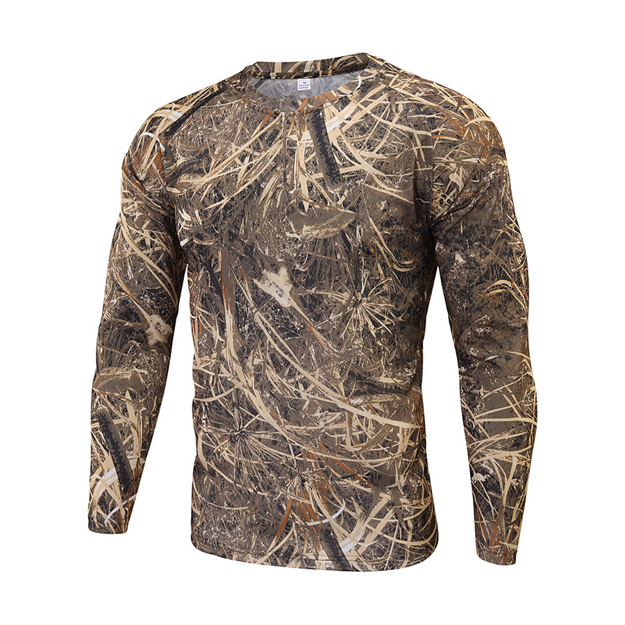  Men's Hiking Tee shirt Hunting T-shirt Tee shirt Camouflage Hunting T-shirt Long Sleeve Outdoor Breathable Quick Dry Sweat-Wicking Wear Resistance Autumn / Fall Spring Summer Nylon Cotton Top Camping