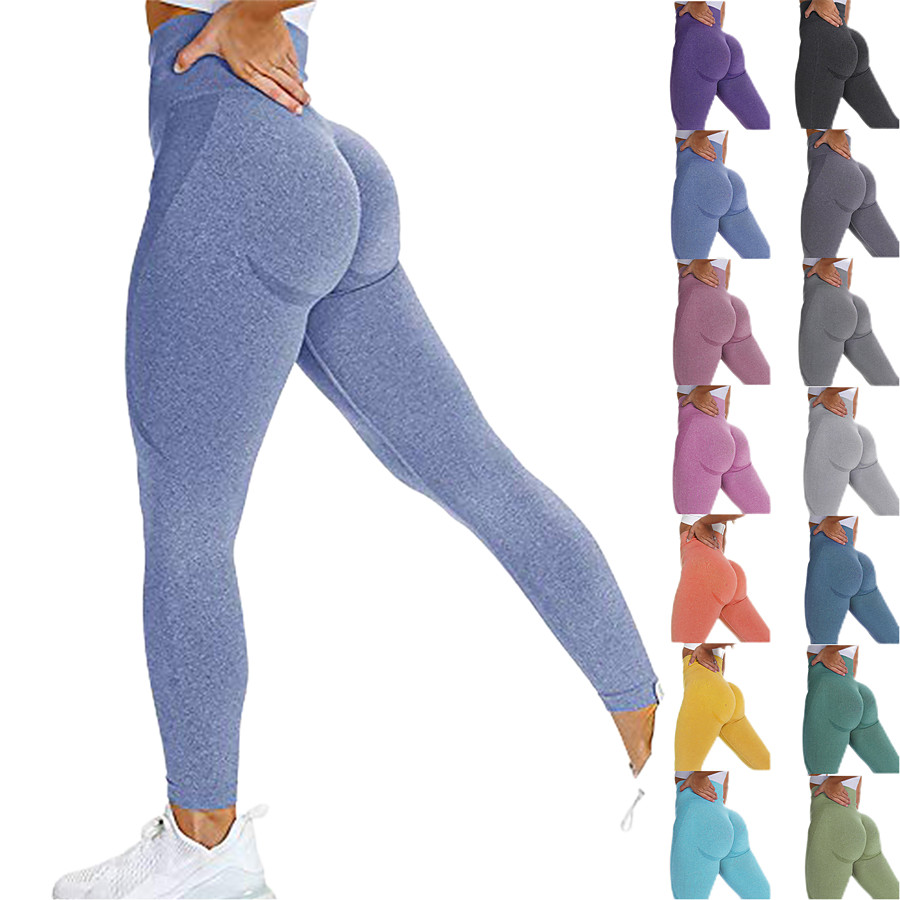  Women's Yoga Pants High Waist Tights Leggings Bottoms Seamless Tummy Control Butt Lift 4 Way Stretch 9165 Pants-Medium Gray 9165 Pants-Dark Green 9165 Pants-Dark Blue Yoga Fitness Gym Workout Spandex