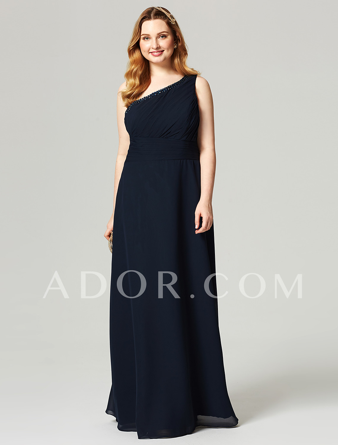 Ador Prom Dresses Plus Size Sheath Column One Shoulder Floor