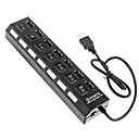 baratos Cartões Micro SD/TF-Usb 3.0 7 portas hub de alta velocidade splitter on / off switch + luzes com usb para dc cabo de carregamento para macbook, mac pro / mini