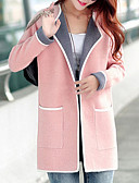 baratos Trench Coats e Casacos Femininos-Mulheres Casual / Di&amp;aacute;rio / Rua Estiloso Primavera / Inverno Padr&amp;atilde;o Casaco, C&amp;ocirc;r S&amp;oacute;lida Decote V Manga Longa Poli&amp;eacute;ster Estilo vintage Cinzento / F&amp;uacute;csia / Rosa claro / Para Noite