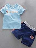 baratos Moletons com Capuz e Sem Capuz Femininos-B&amp;eacute;b&amp;eacute; Para Meninos Activo Di&amp;aacute;rio Listrado Estampado Patchwork Manga Curta Padr&amp;atilde;o Conjunto Verde Claro / Fofo