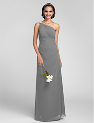 Funda Recogido Honor con Suelo Broche BRIDE® Hombro Un de Vestido Raso Columna Hasta Dama Lateral Fruncido el TING de de LAN por Cristal O7gwqOxrP