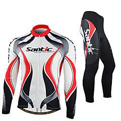 SANTIC Cycling Jersey with Tights Men's Long Sleeve Bike Jacket Tights Fleece Jackets Clothing SuitsThermal / Warm Windproof Anatomic SANTIC Cycling Jersey with Tights Men's Long Sleeve Bike Jacket Tights Fleece Jackets Clothing SuitsThermal / Warm Windproof Anatomic