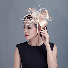 Fjäder / Satin fascinators / Huvudbonad med Blomma 1st Bröllop / Speciellt Tillfälle / Casual Hårbonad Fjäder / Satin fascinators / Huvudbonad med Blomma 1st Bröllop / Speciellt Tillfälle / Casual Hårbonad