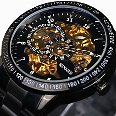 WINNER Homens Relógio de Pulso relógio mecânico Automático - da corda automáticamente 30 m Impermeável Gravação Oca Luminoso Aço Inoxidável Banda Analógico Luxo Vintage Preta / Prata - Preto Dourado WINNER Homens Relógio de Pulso relógio mecânico Automático - da corda automáticamente 30 m Impermeável Gravação Oca Luminoso Aço Inoxidável Banda Analógico Luxo Vintage Preta / Prata - Preto Dourado