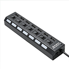 7-port USB 2.0-hubb med individuella strömbrytare och leds lätt lätt snabbt 7-port USB 2.0-hubb med individuella strömbrytare och leds lätt lätt snabbt