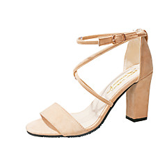 Mulheres Sapatos Couro Ecológico Primavera / Verão Conforto / Plataforma Básica Saltos Salto Robusto Ponta Redonda Preto / Rosa claro / Mulheres Sapatos Couro Ecológico Primavera / Verão Conforto / Plataforma Básica Saltos Salto Robusto Ponta Redonda Preto / Rosa claro /