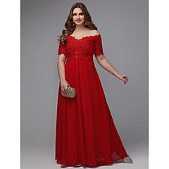 Linea-A Senza spalline Lungo Chiffon Serata formale Vestito con Perline / Inserti di pizzo di TS Couture® Linea-A Senza spalline Lungo Chiffon Serata formale Vestito con Perline / Inserti di pizzo di TS Couture®