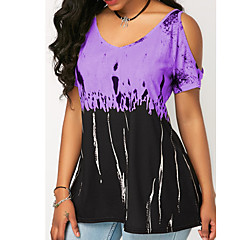 Women's Basic Plus Size T-shirt - Geometric / Color Block Women's Basic Plus Size T-shirt - Geometric / Color Block