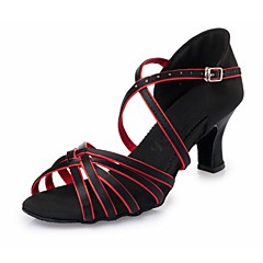 Per donna Scarpe per balli latini Seta Tacchi Nastro Tacco spesso Scarpe da ballo Nero / Rosso Per donna Scarpe per balli latini Seta Tacchi Nastro Tacco spesso Scarpe da ballo Nero / Rosso