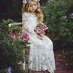 Bebé Chica Básico Un Color Manga Larga Algodón Vestido Blanco Bebé Chica Básico Un Color Manga Larga Algodón Vestido Blanco