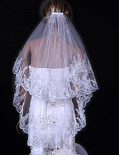 Wedding Veils Online For 2018 Two Tier Lace Lique Edge Wedding Veil Fingertip Veils 53 31 5 In 80cm Tulle A Line Ball Gown Princess Sheath Column Trumpet