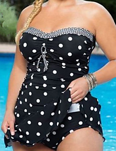 Χαμηλού Κόστους Μπικίνι &amp; Μαγιό-Γυναικεία Μεγάλα Μεγέθη Βίντατζ Στράπλες Θαλασσί Μαύρο Φούστα Tankini Μαγιό - Πουά Στάμπα XXXL XXXXL XXXXXL Θαλασσί