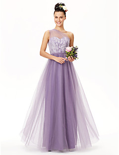 One Shoulder Bridesmaid Dresses Search Lightinthebox A Line One Shoulder Floor Length Lace Over Tulle Bridesmaid Dress With Sash Ribbon Pleats By Lan Ting Bride