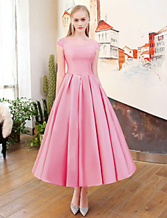 pink tea length dress
