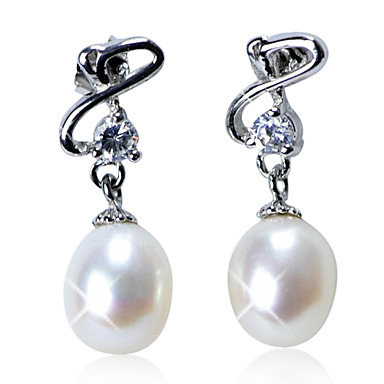 Gorgeous Sterling Silver Fresh Pearl Earrings with Crystal 398991 2018 ...