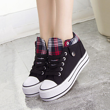 Women's Shoes Canvas Wedge Heel Comfort Round Toe Fashion Sneakers ...